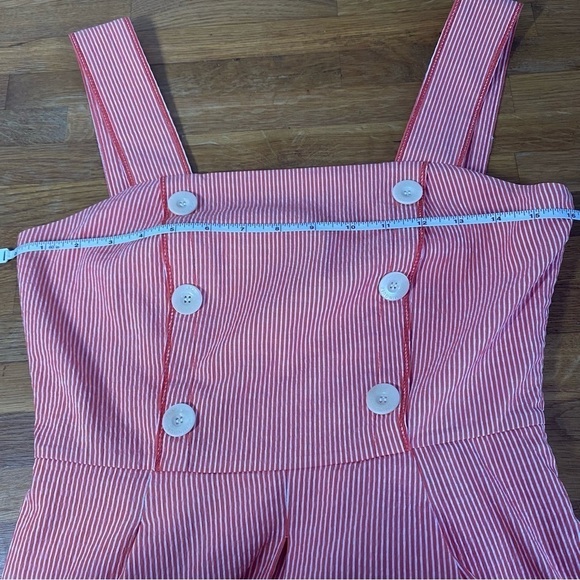 Adolfo Dominguez Red and White Stripe Button Front Mini Dress Size EU 38 - Picture 9 of 13